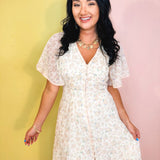 Flowy Flutter Sleeve Maxi Dress - Vintage Cream - Lace and Grace Boutique