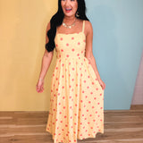 Polka Dot Woven Midi Dress - Light Yellow - Lace and Grace Boutique