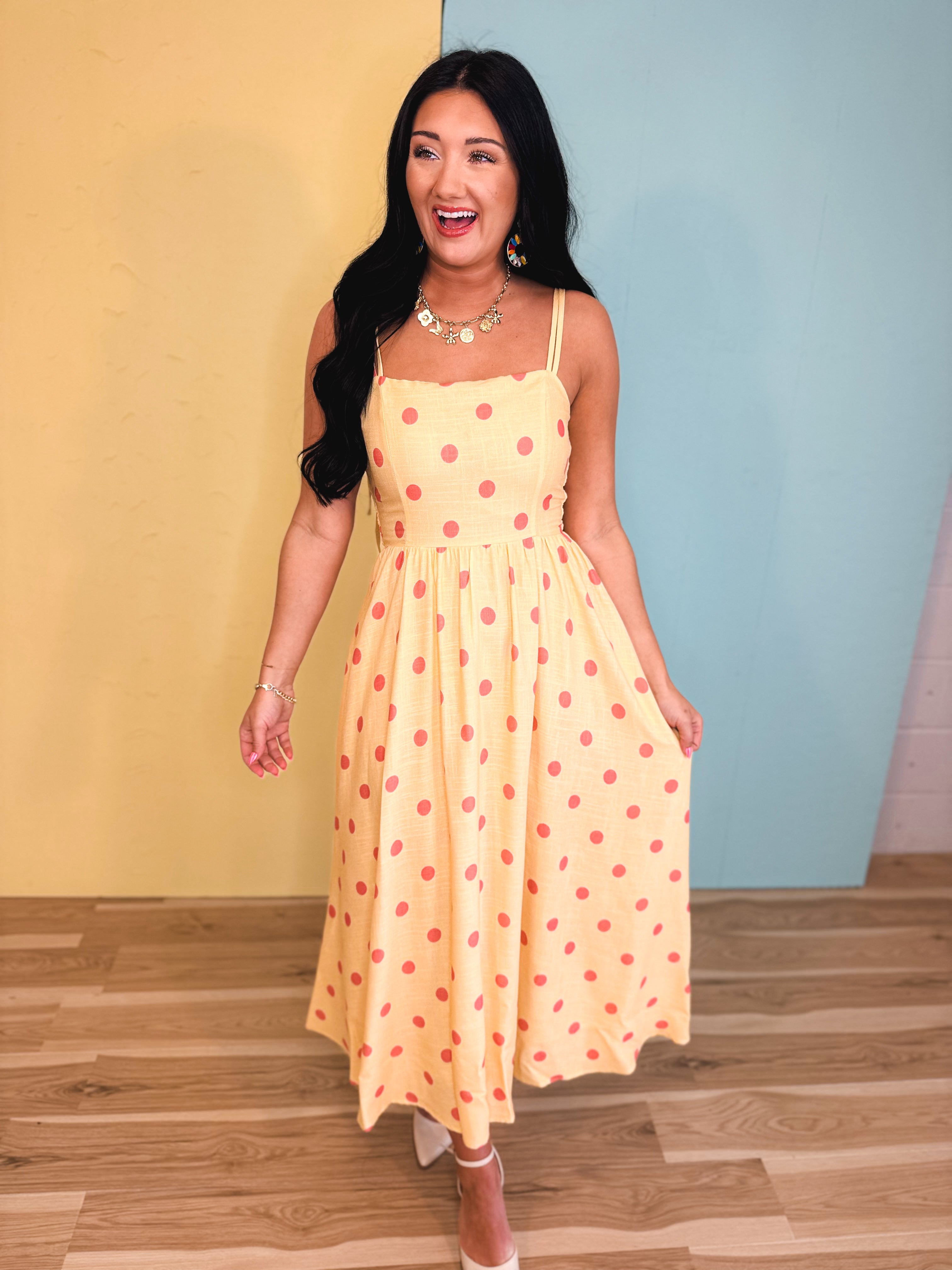 Polka Dot Woven Midi Dress