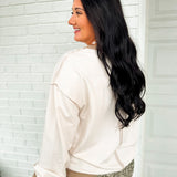 Contrast Trim Exposed Seam Knit Top - Oatmeal - Lace and Grace Boutique