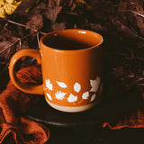 Fall Leaves Stoneware Coffee Mug - Orange