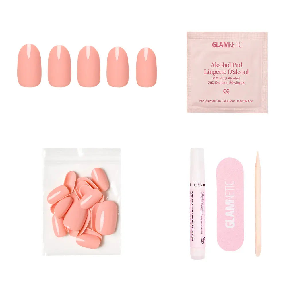 Glamnetic Press On Nails - Peach Coral - Lace and Grace Boutique