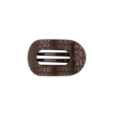 Teleties Flat Round Hair Clip | Small - Brown Crocodile