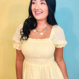 Smocked Eyelet Lace Maxi Dress - Lemon Water - Lace and Grace Boutique