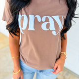 Pray Puff Lettered Graphic Tee - Espresso