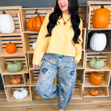 Tie-Back Crewneck Cropped Sweater - Marigold - Lace and Grace Boutique