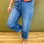 Stretch Denim Cuffed Barrel Leg Jean - Medium - Lace and Grace Boutique
