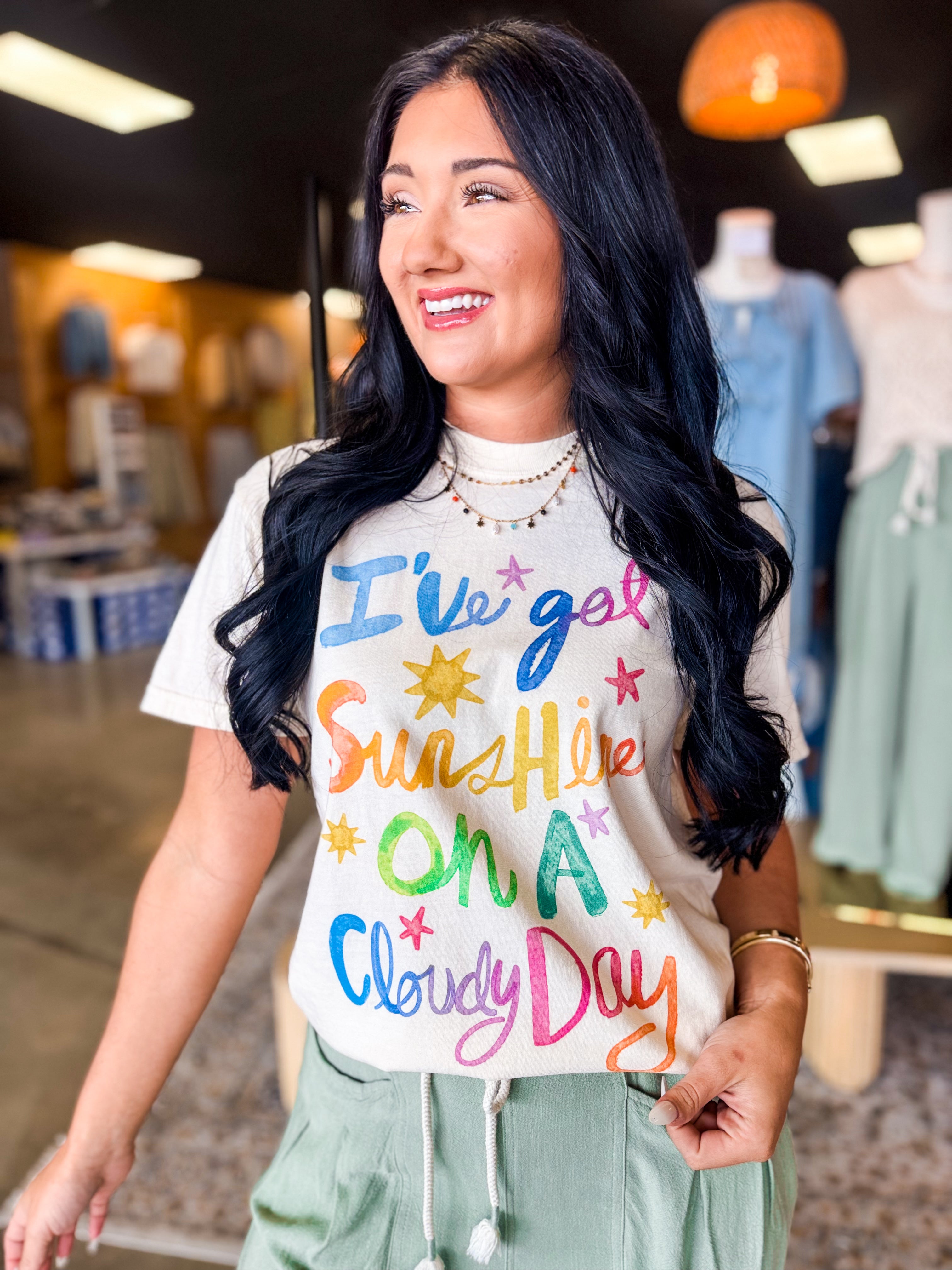 I've Got Sunshine Graphic Tee - Ivory - Lace and Grace Boutique