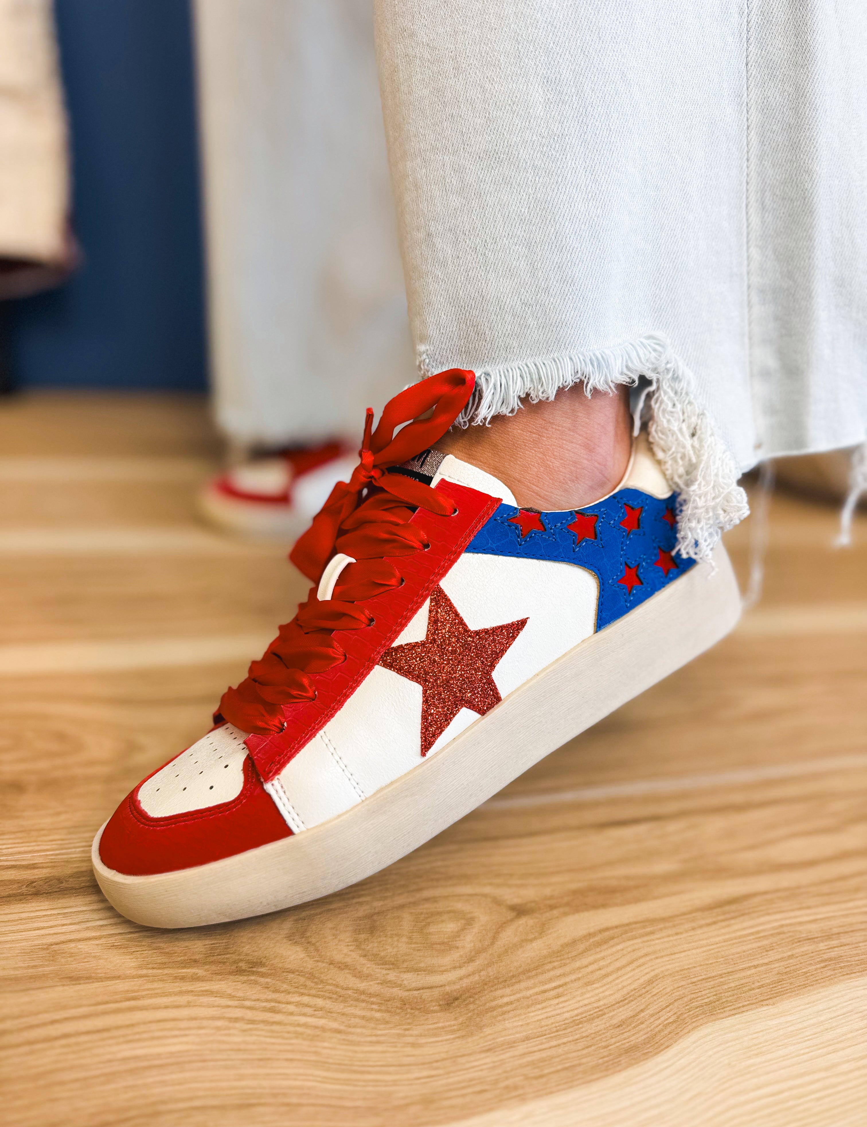 The Candace Sneaker - Red/Blue - Lace and Grace Boutique