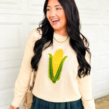 Corn Knit Pullover Sweater - Shell - Lace and Grace Boutique