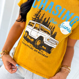 Chasing The Sunset Mineral Wash Graphic Tee - Mustard