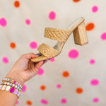 The Barbara Woven Double Band Heel - Wheat - Lace and Grace Boutique