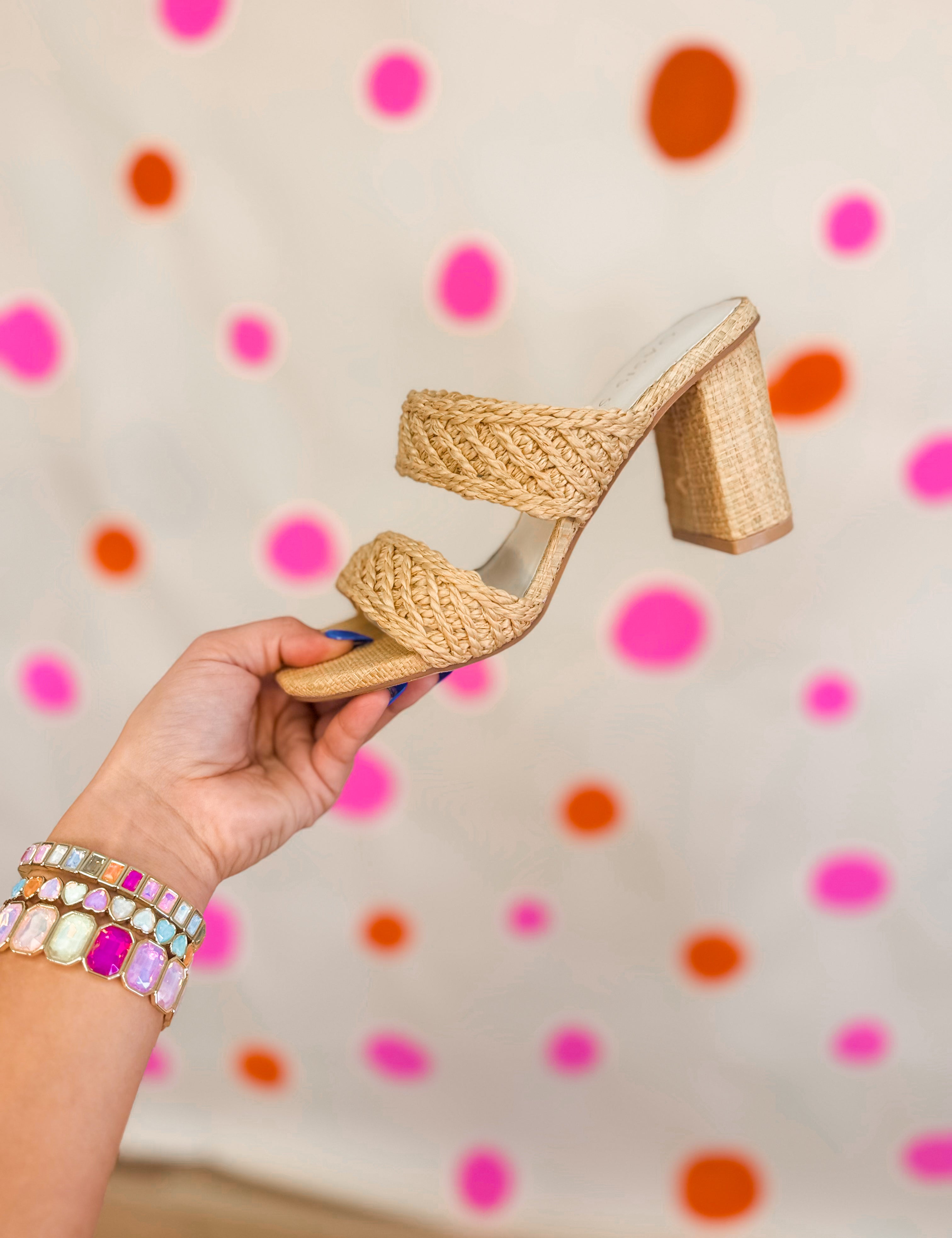 The Barbara Woven Double Band Heel - Wheat - Lace and Grace Boutique