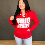 Ohio State Puff Letter Laced Up Hoodie - Red