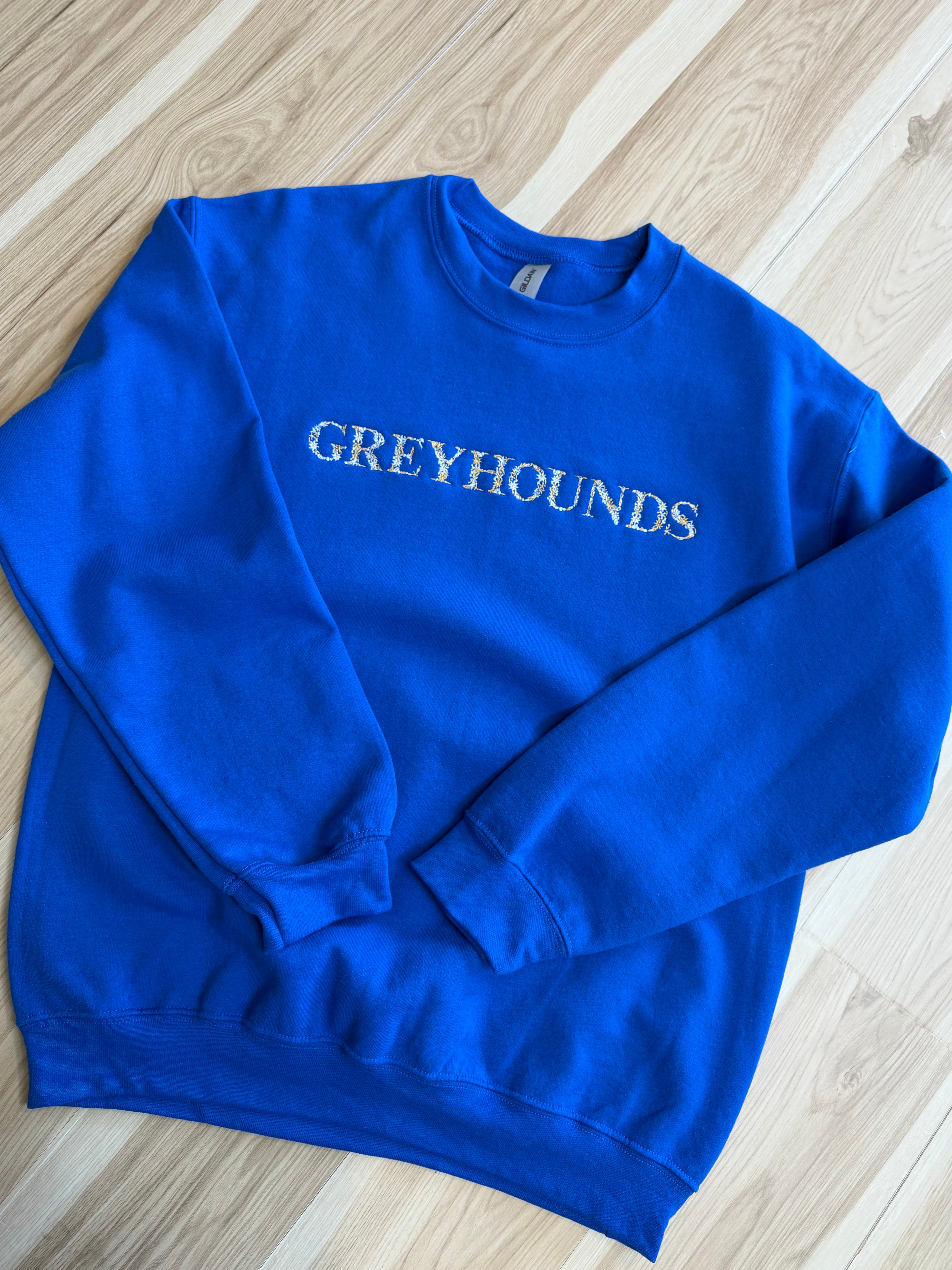 Greyhounds Embroidered Sweatshirt - Royal - Lace and Grace Boutique