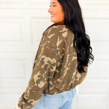 Camouflage Corduroy Contrast Bomber Jacket