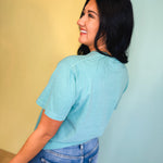 Let Them Floral Letters Graphic Tee - Seafoam - Lace and Grace Boutique