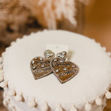 Just Married Beaded Heart Earrings