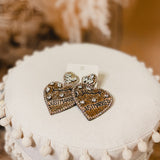 Just Married Beaded Heart Earrings