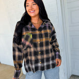 Multicolor Plaid Button Down Shirt - Black Multi