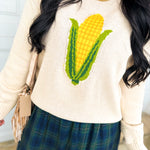 Corn Knit Pullover Sweater - Shell - Lace and Grace Boutique