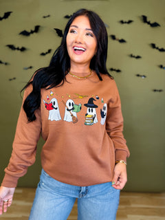 Simply Southern Ghost Embroidered Crewneck - Fall - Lace and Grace Boutique