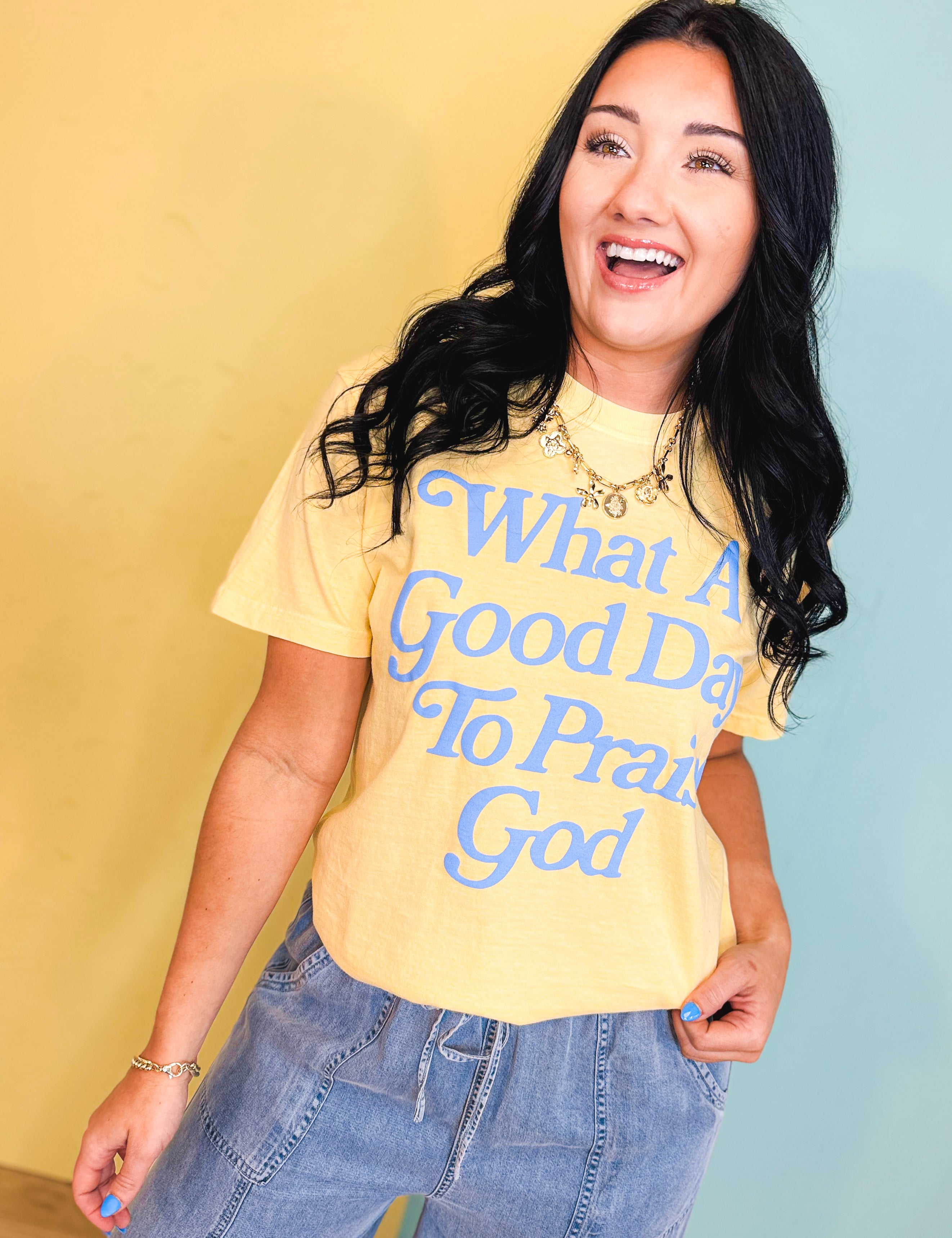 Praise God Graphic Tee - Butter - Lace and Grace Boutique