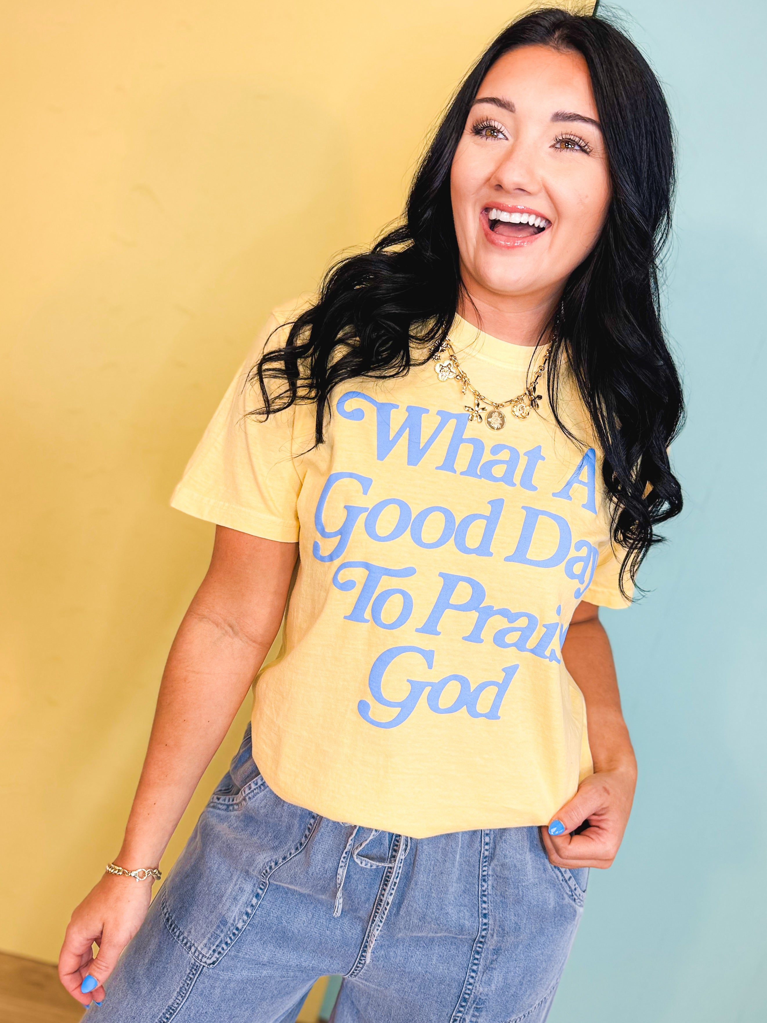 Praise God Graphic Tee - Butter - Lace and Grace Boutique