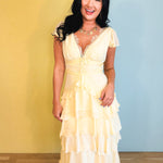 Tiered Ruffle Midi Dress - Yellow - Lace and Grace Boutique