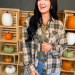 Oversized Plaid Flannel Shirt - Hunter - Lace and Grace Boutique