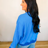 Striped Drop Shoulder Sweatshirt - Blue/Navy