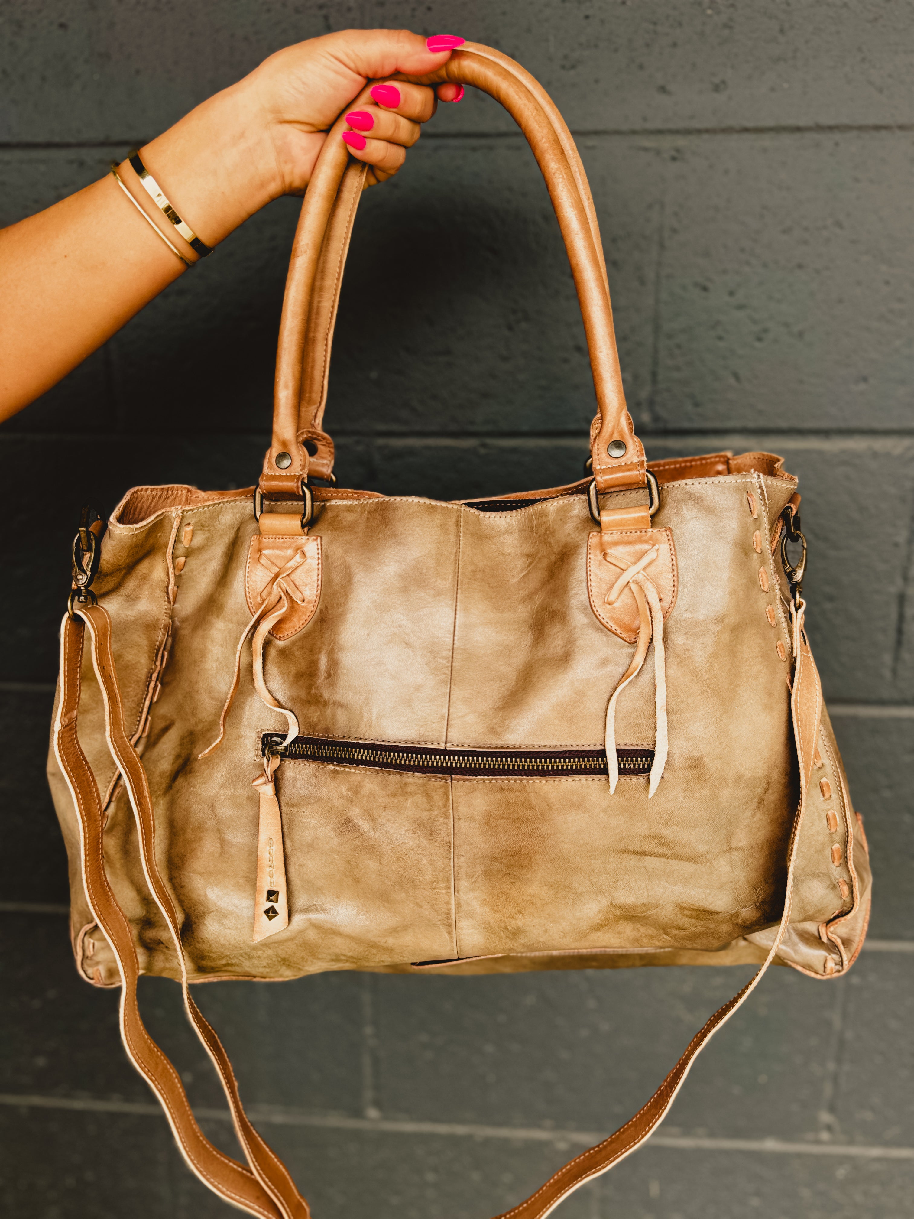 Bed|Stu Rockaway Shoulder Bag - Taupe Oats Rustic - Lace and Grace Boutique