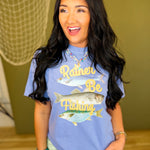 Rather Be Fishing Graphic Tee - Blue - Lace and Grace Boutique