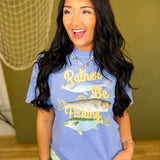 Rather Be Fishing Graphic Tee - Blue - Lace and Grace Boutique