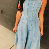 Denim Tank Midi Dress - Light Wash