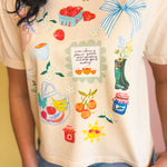 Summer Collage Crop Tee - Ivory - Lace and Grace Boutique