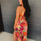 Asymmetric One Shoulder Ruched Maxi Dress - Parisian Floral - Lace and Grace Boutique