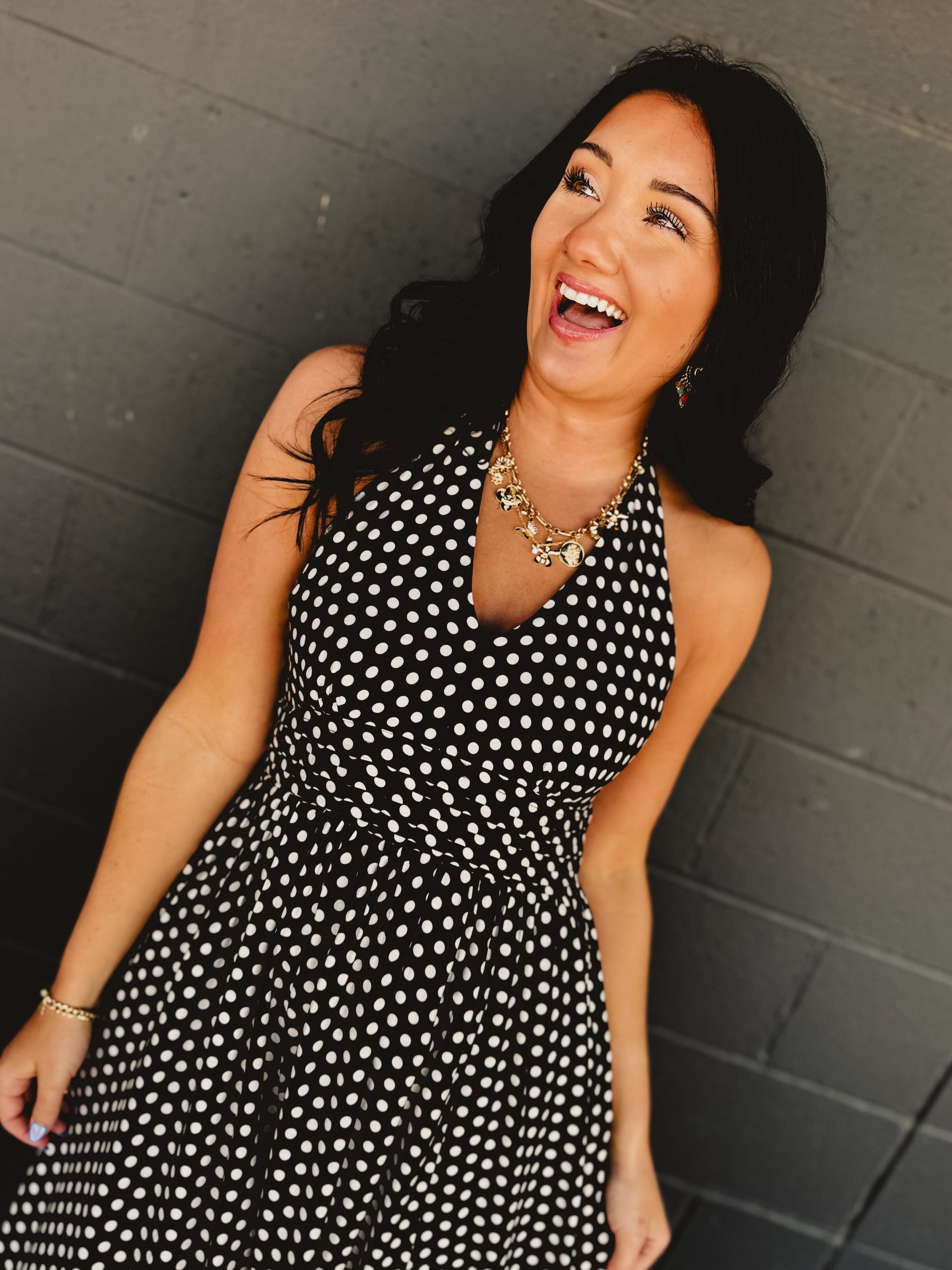 Polka Dot Halter Dress - Black - Lace and Grace Boutique