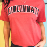 Cincinnati Graphic Tee - Washed Vintage Red - Lace and Grace Boutique