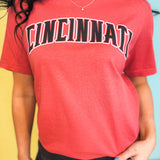 Cincinnati Graphic Tee - Washed Vintage Red - Lace and Grace Boutique