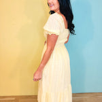 Smocked Eyelet Lace Maxi Dress - Lemon Water - Lace and Grace Boutique