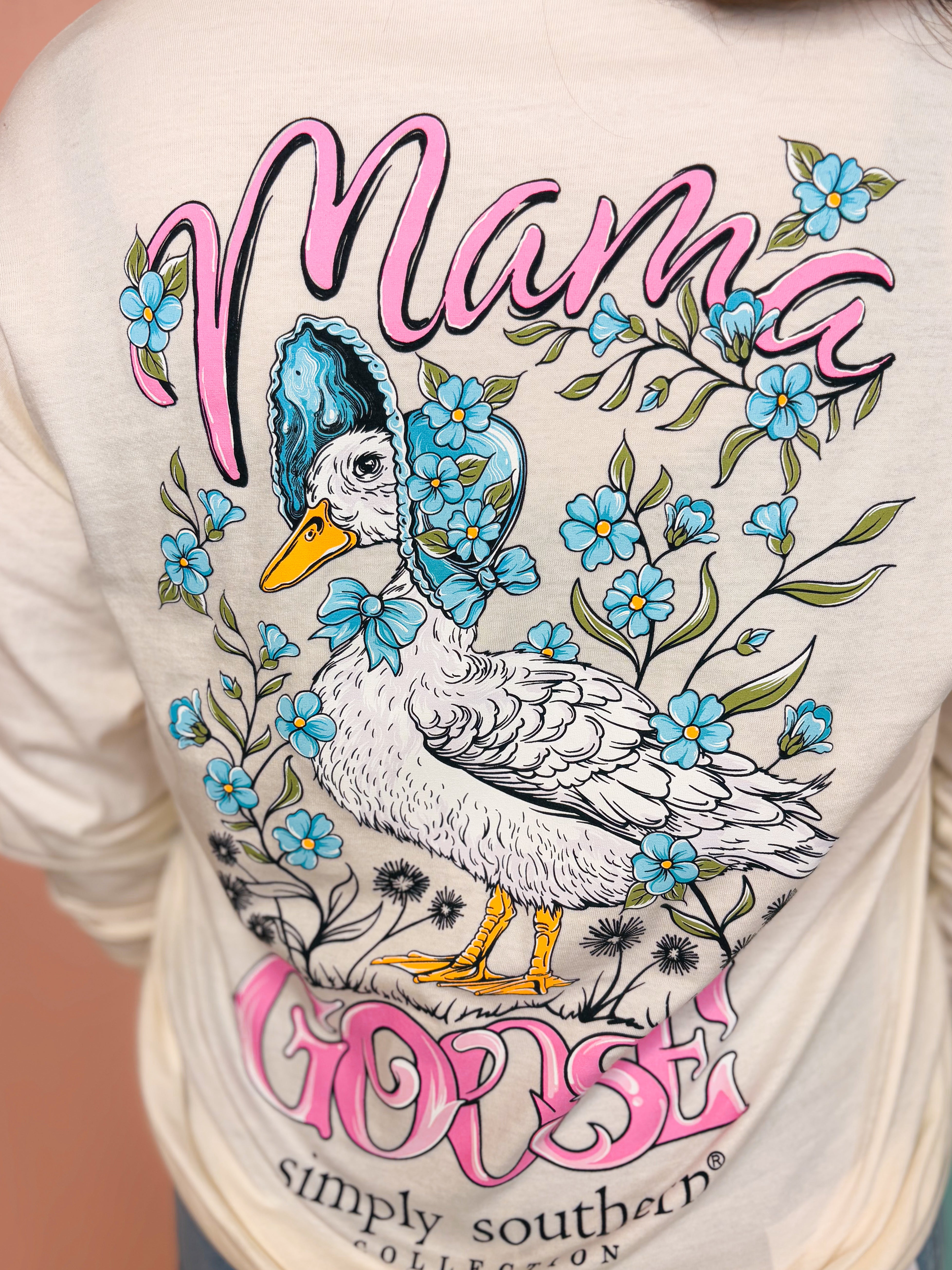 Simply Southern Mama Goose Long Sleeve Tee - Ivory - Lace and Grace Boutique
