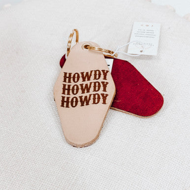 Howdy Leather & Velvet Keychain - Maroon - Lace and Grace Boutique