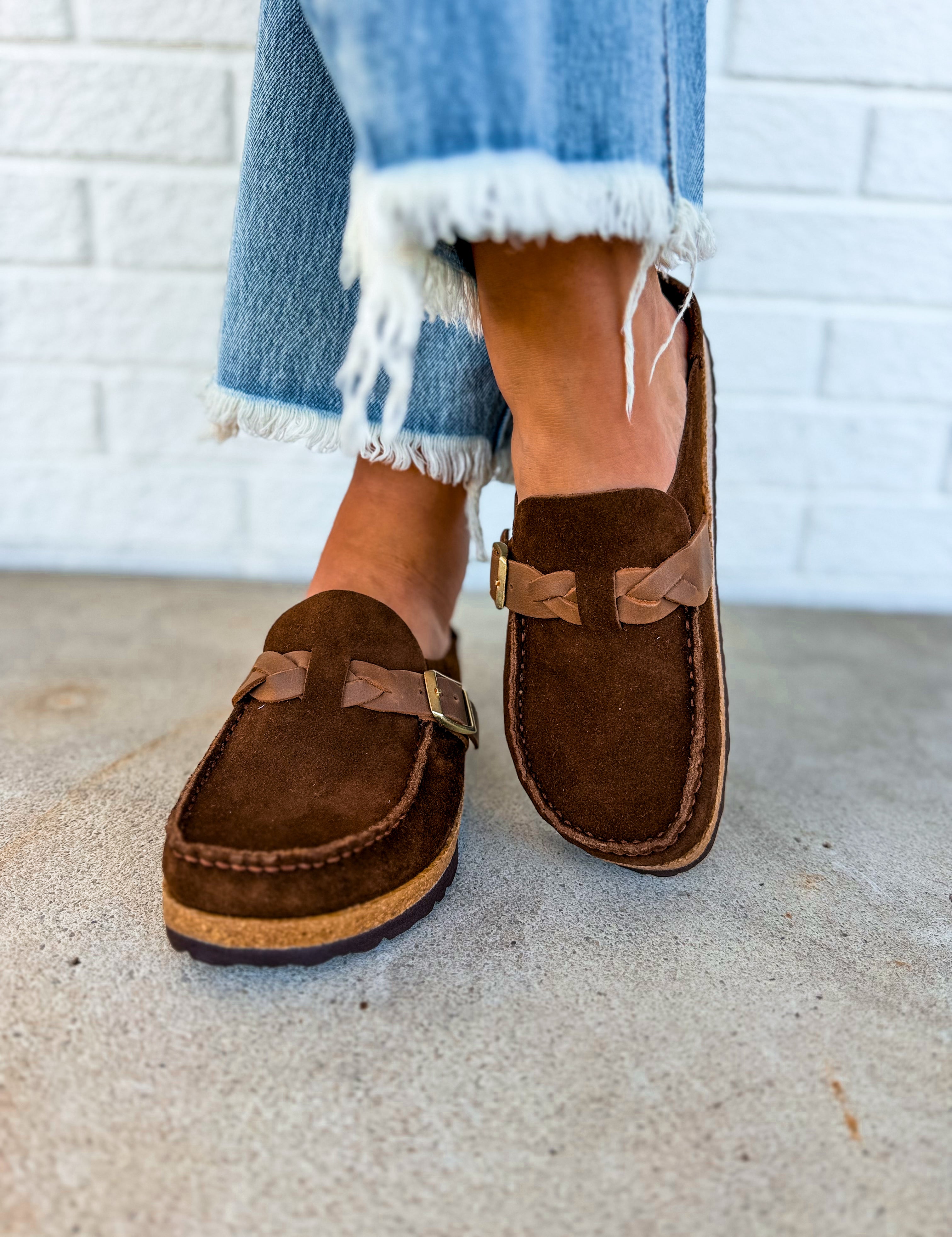 Birkenstock Buckley Braided Suede Leather Clog - Carafe - Lace and Grace Boutique