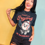 No Crying In Baseball Mineral Wash Tee - Vintage Black - Lace and Grace Boutique