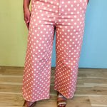 Polka Dot Trouser Pants - Mauve Pink - Lace and Grace Boutique
