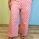 Polka Dot Trouser Pants - Mauve Pink - Lace and Grace Boutique