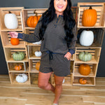 Soft Brushed Pinstripe Pullover & Shorts Set - Midnight - Lace and Grace Boutique