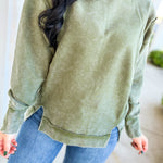 Acid Wash Ribbed Pullover Top - Dark Olive - Lace and Grace Boutique