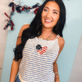 Flag Heart Sweater Tank Top - Sky - Lace and Grace Boutique